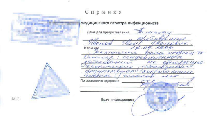 Купить справку от инфекциониста в москве